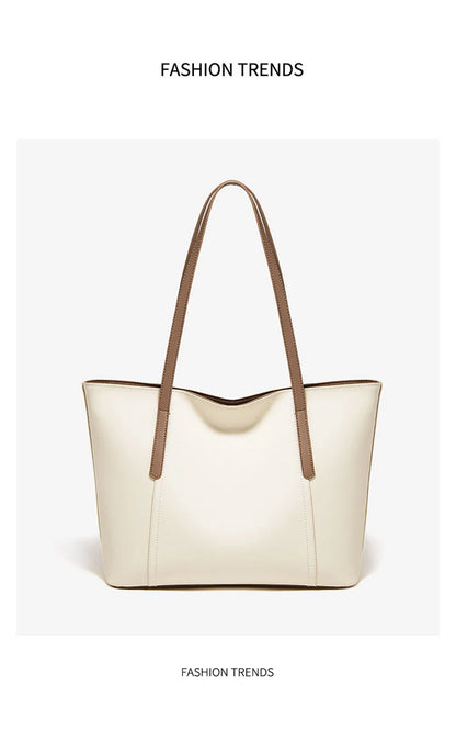 FOXER Lady's Shoulder Bag Split Leather Soft Fabric 2026 New Casual Large Capacity Women Tote Bag Commute Travel Bag All-match