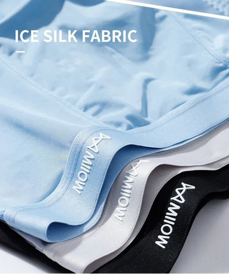 MiiOW Ice Silk Men's Underwear - 3Pcs Graphene Antibacterial Breathable Boxer Briefs