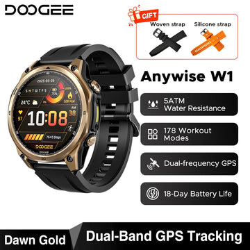 DOOGEE Anywise W1 AMOLED Smartwatch – Dual-Band GPS & Calls