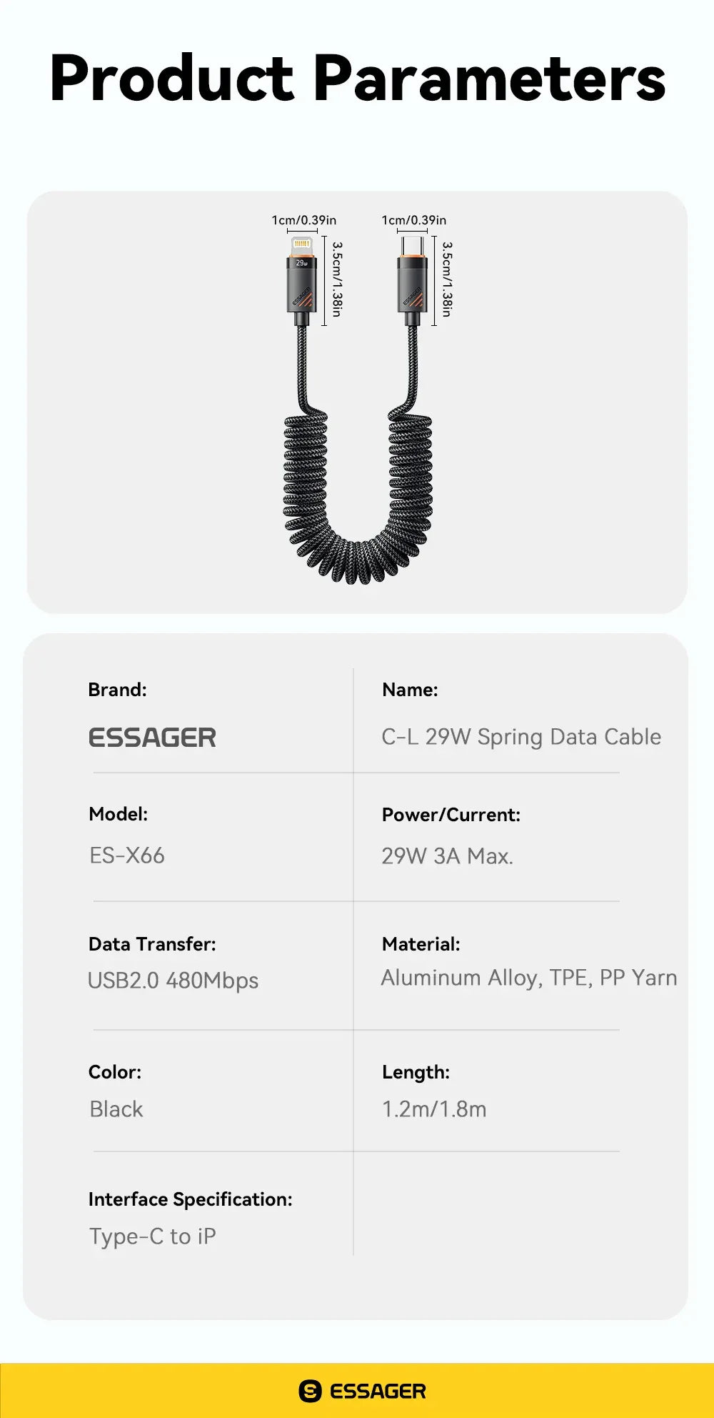 Essager Car Spring USB C to Lightning Cable - ShopHub