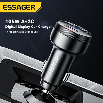Essager 105W USB Car Charger with Quick Charge 4.0, QC3.0, and USB PD support