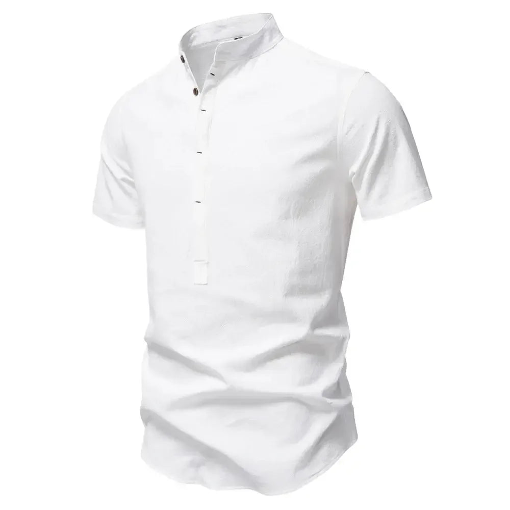 AIOPESON Men's Short Sleeve Linen Shirts - ShopHub