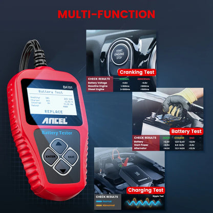 BA101 Car Battery Tester – 12V Load Analyzer (100–2000 CCA) Habicare