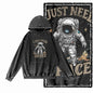Cosmic Drift Space Graphic Acid-Washed Black Hoodie