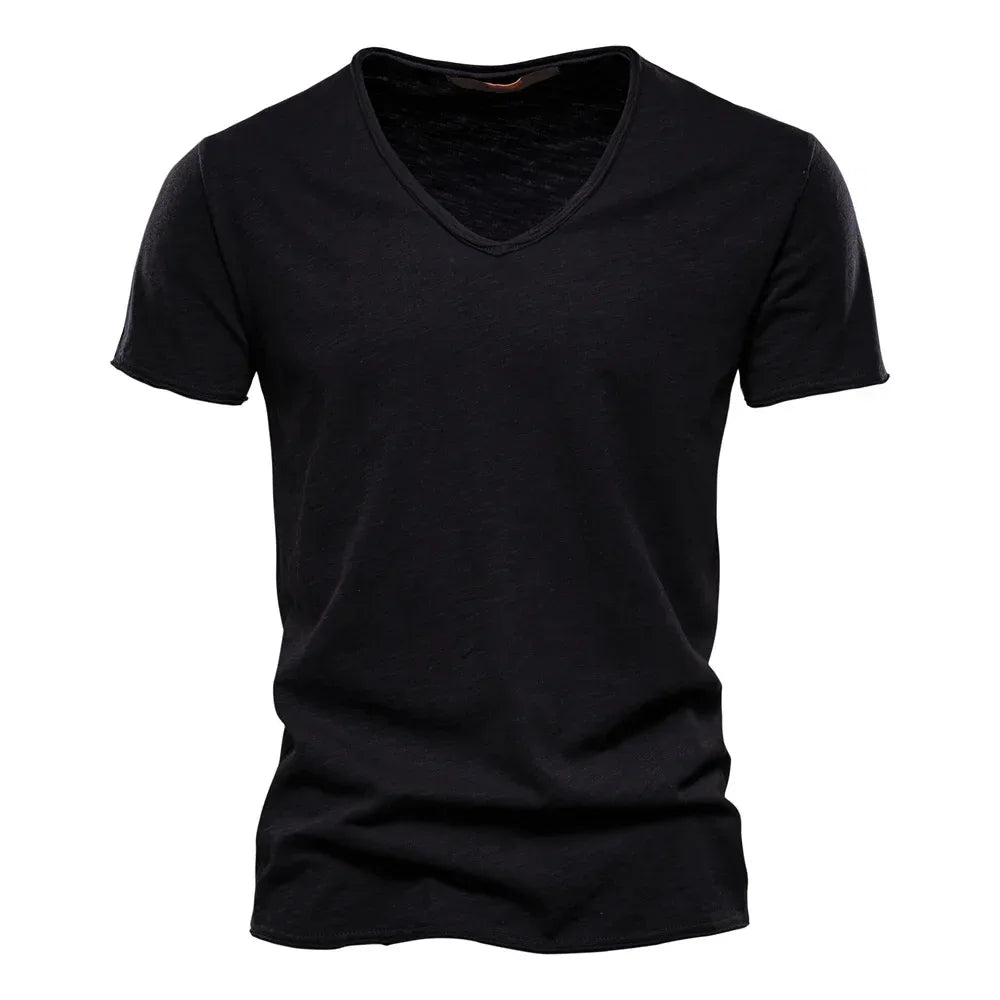 AIOPESON 100% Cotton Men's V-Neck T-Shirts - ShopHub
