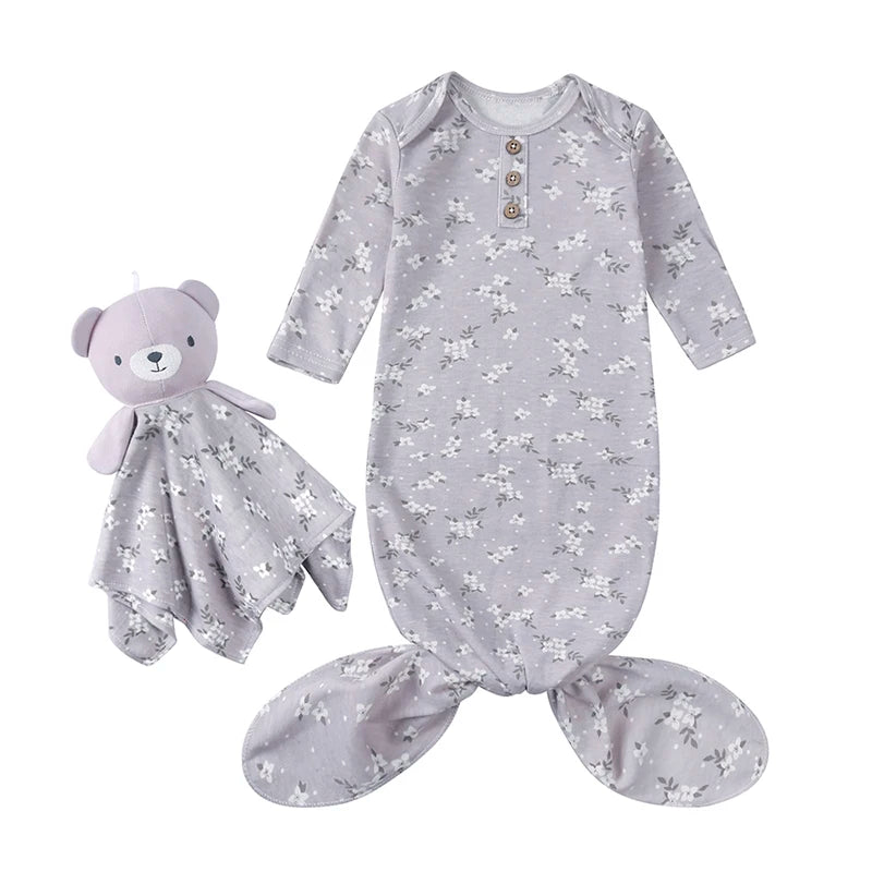 Kids Tales Little Nest Cotton-Blend Knotted Baby Gown