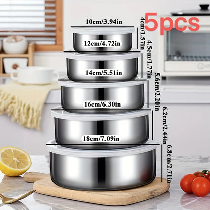 5-Piece Airtight Food Storage Containers Set with Color Lids