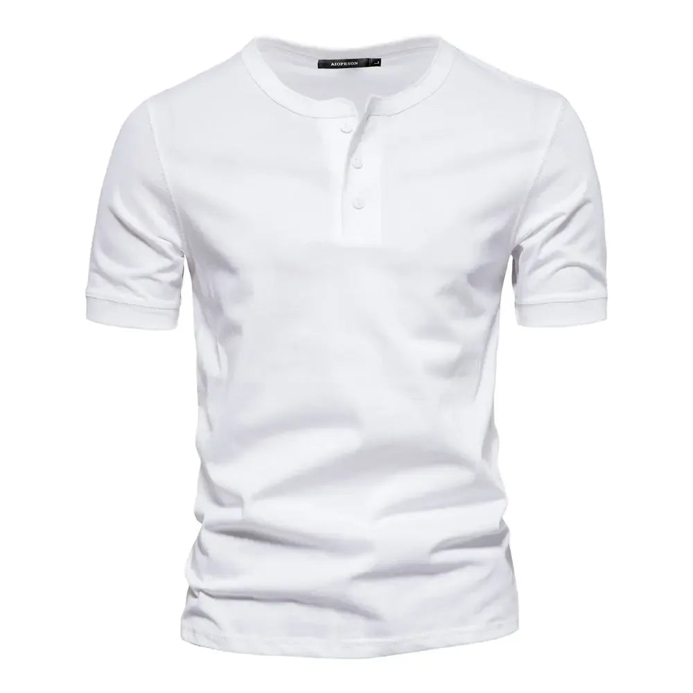 AIOPESON 100% Cotton Henley Collar T-Shirts - ShopHub