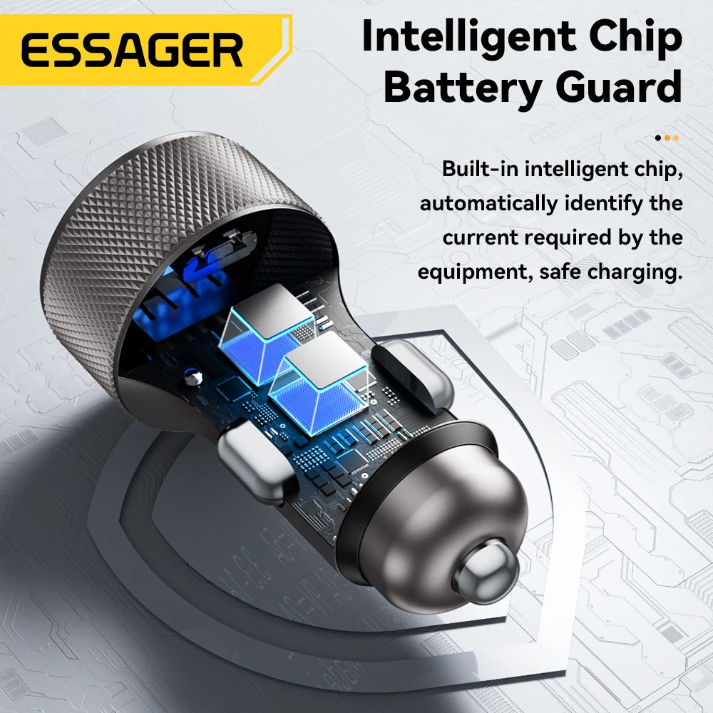 Essager Dual-port 45W USB-C car charger