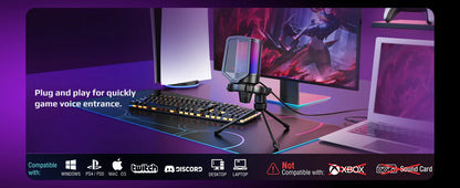 ShopHub NZ USB gaming microphone for streaming, featuring a sleek design and adjustable stand for clear voice recording.