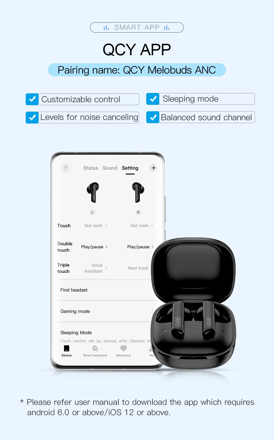 QCY HT05 ANC Wireless Earbuds - TWS Bluetooth 5.2 with 40dB Active Noise Cancellation and In-Ear Mics