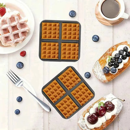 Square Waffle Mold, Non-Stick Baking Pan for Air Fryer, Reusable for Belgian Waffles Pancakes