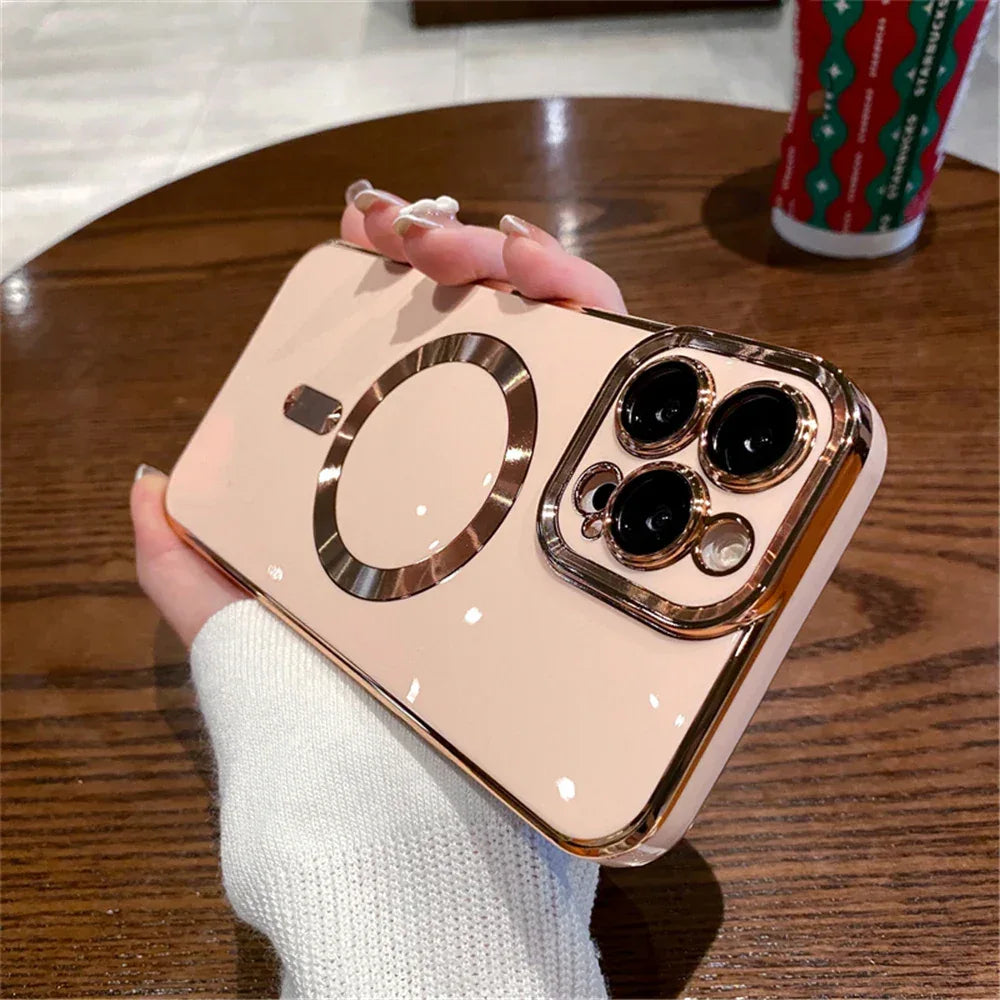 QIXTWO Luxury Plating Solid Colour Magnetic Wireless Charge Case - ShopHub