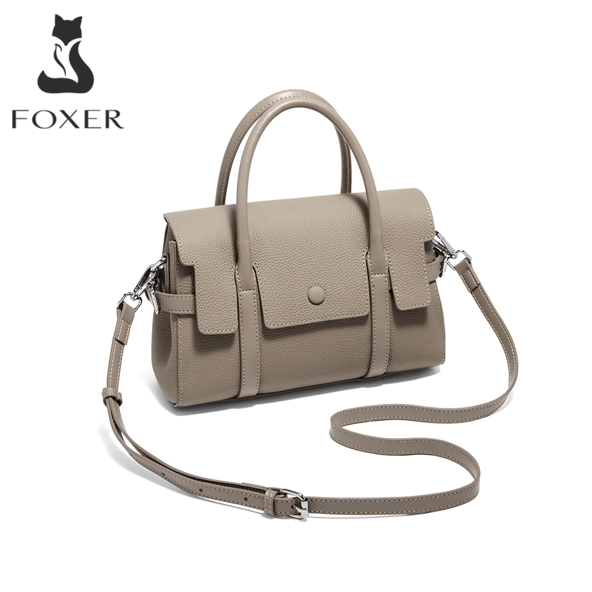 FOXER Retro Luxury Top-handle Bag for Women Genuine Leather Laies Shoulder Bag Female Crossbody Handbag Work Purse 2026 New