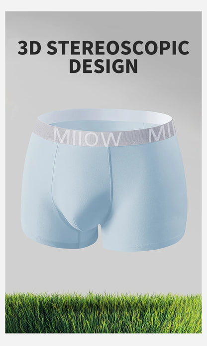 MiiOW Men's Cotton Underwear - 3Pcs Antibacterial Boxers