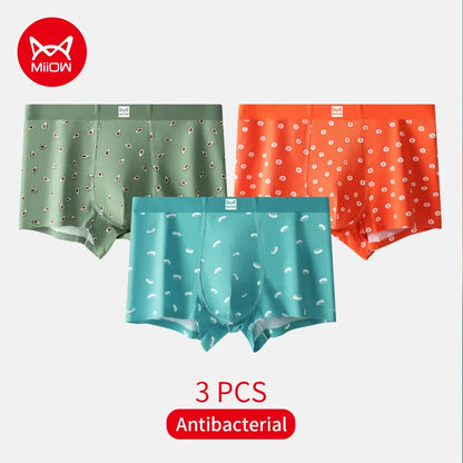 MiiOW Men's Underwear Set 3Pcs Antibacterial Funny Printed Boxers Briefs