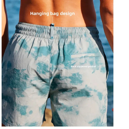 DESMIIT S102A Printed Swim Shorts with Back Zipper Pocket