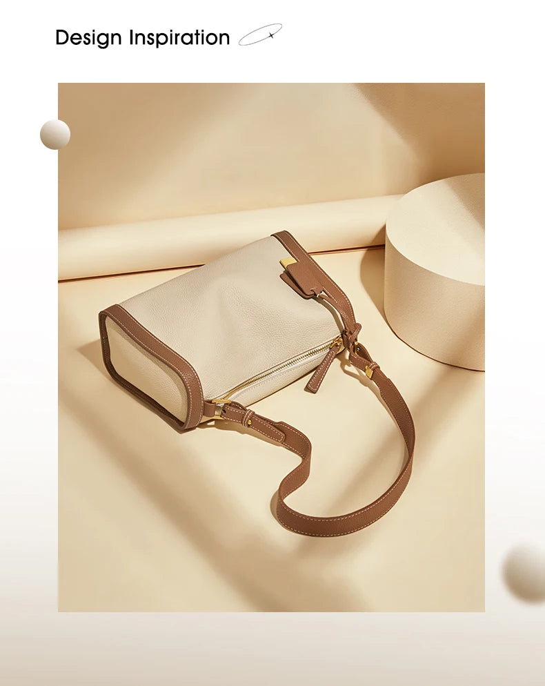 Women's Cowhide Leather Shoulder Bag Vintage Soft Messenger Handbag Fashion Crossbody Bags Female Underarm Bag DF900083S