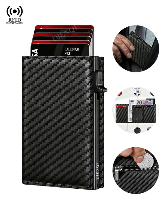 DIENQI Magnetic RFID Wallet – Carbon Fiber Design