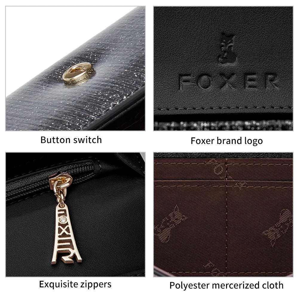 FOXER Women's Split Leather Long Wallet