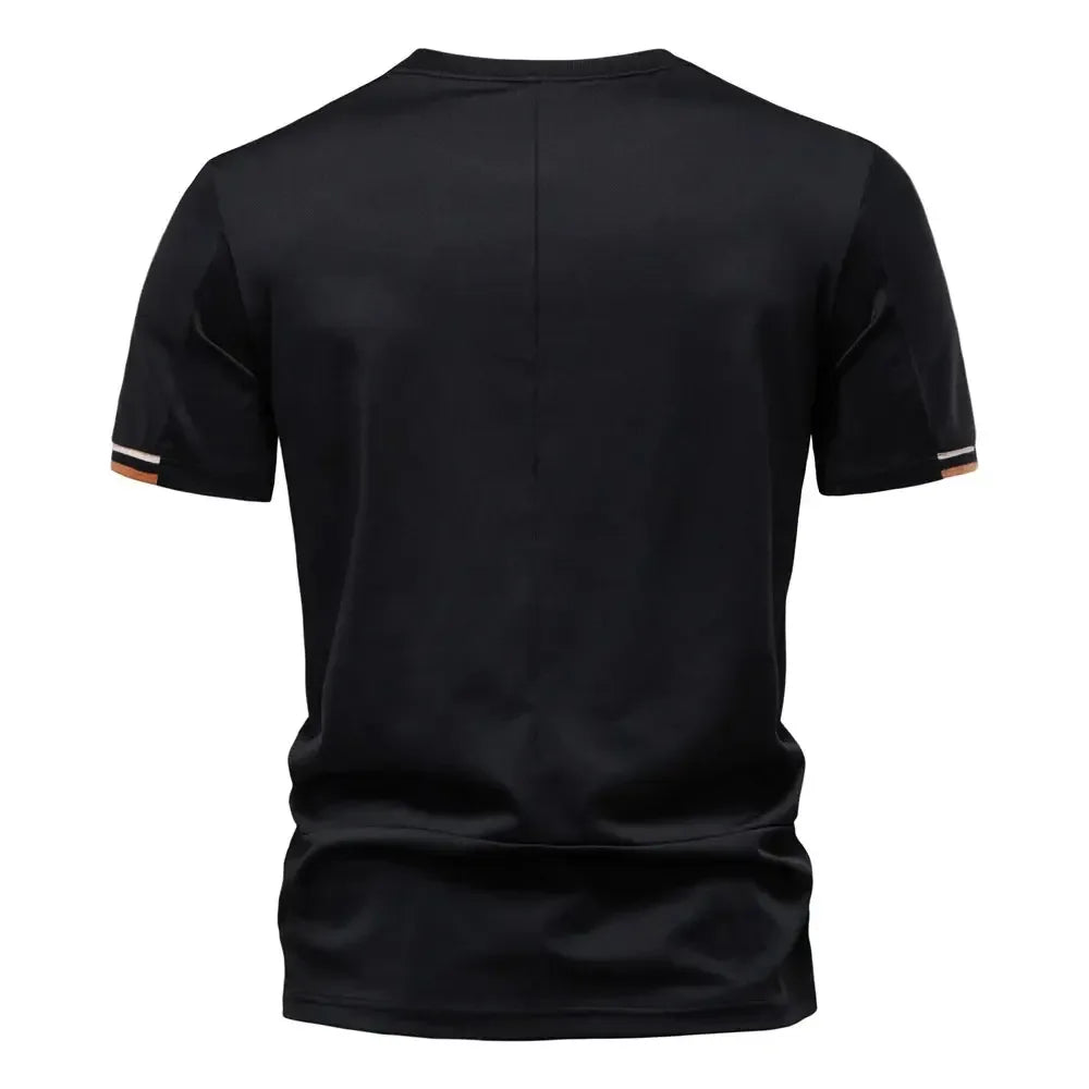 AIOPEAON Men's Solid Colour Sporty O-Neck T-Shirts - ShopHub