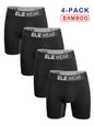 4pcs Bamboo Men's Sports Underwear Long Athletic Boxer Briefs, Moisture-Wicking
