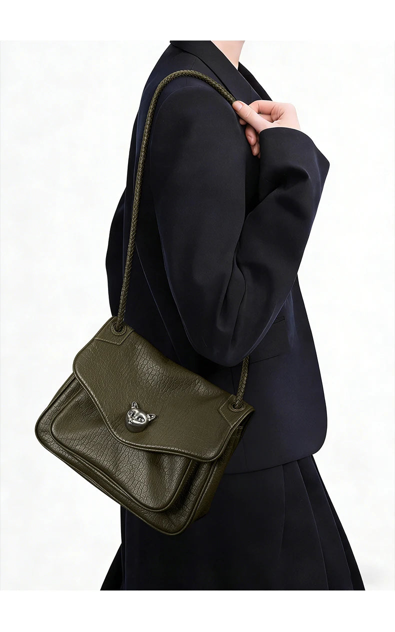 BAFELLI Chained Genuine Leather Satchel Bag