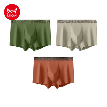 MiiOW Men's Antibacterial Cotton Underwear - 3Pcs Boxer Shorts