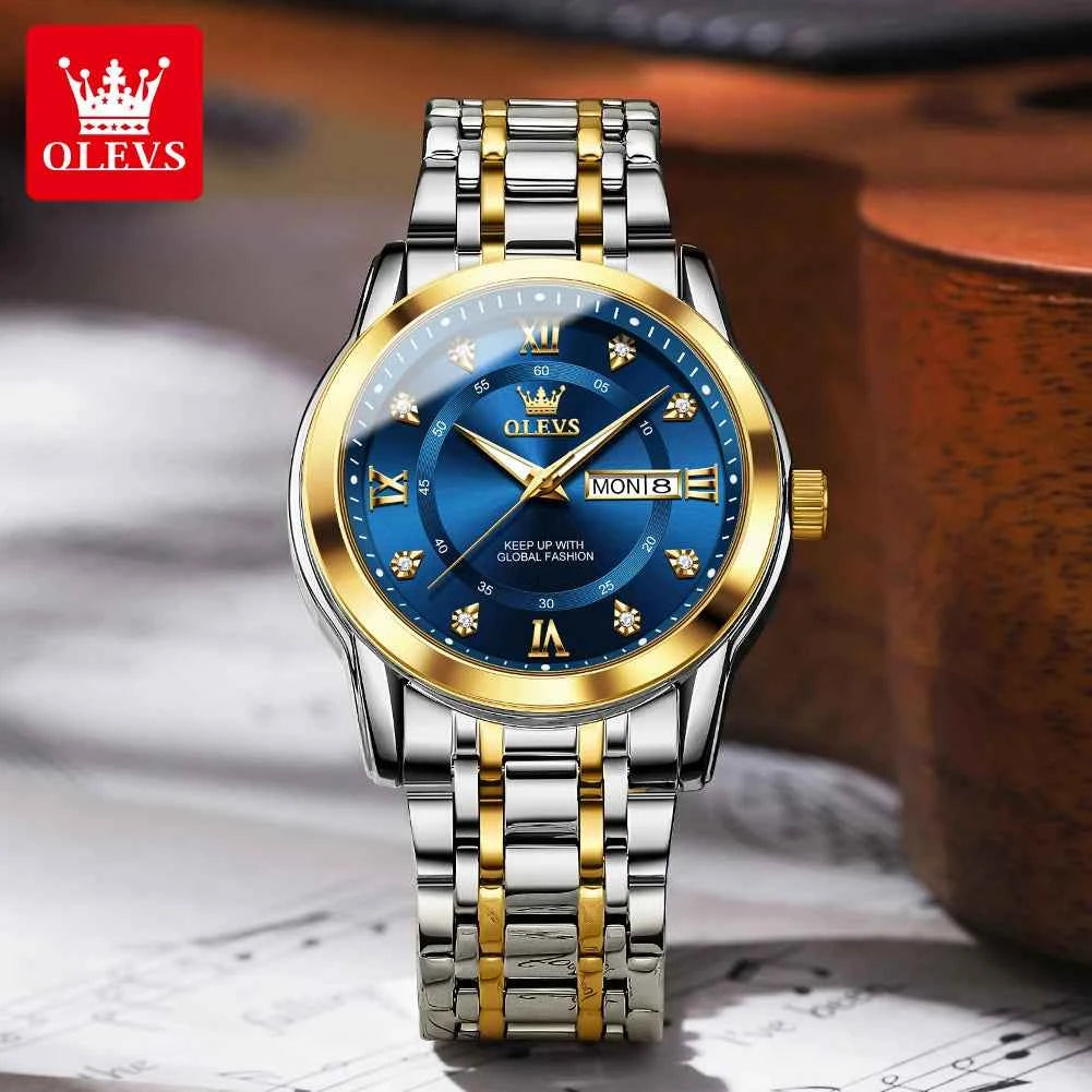 OLEVS 5513X Watch - Original Quartz Waterproof Luminous Watch with Zircon Scale, Perfect Gift for Men & Women in a Beautiful Box