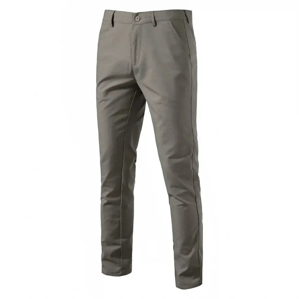 AIOPESON Men's Solid Colour Linen Long Pants - ShopHub