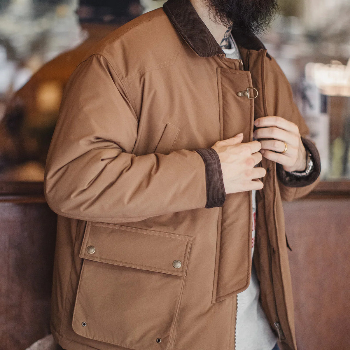 MADEN Corduroy-Collar Padded Barn Jacket