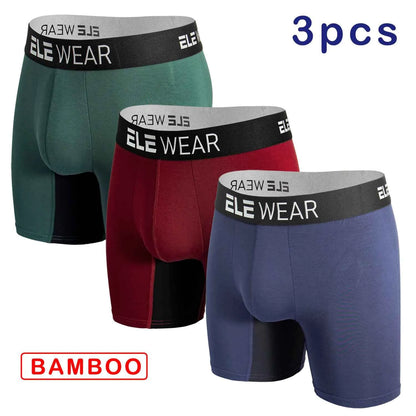Bamboo Men's Sports Underwear - Long Moisture-Wicking Boxer Briefs for Men