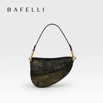 BAFELLI Animal-Print Cow Leather Saddle Bag