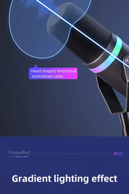 Bluedio S3000 Microphone - USB/XLR Dynamic Mic for Gaming, Streaming, and PS5/4 with Headphone Jack, RGB, and Mute Function