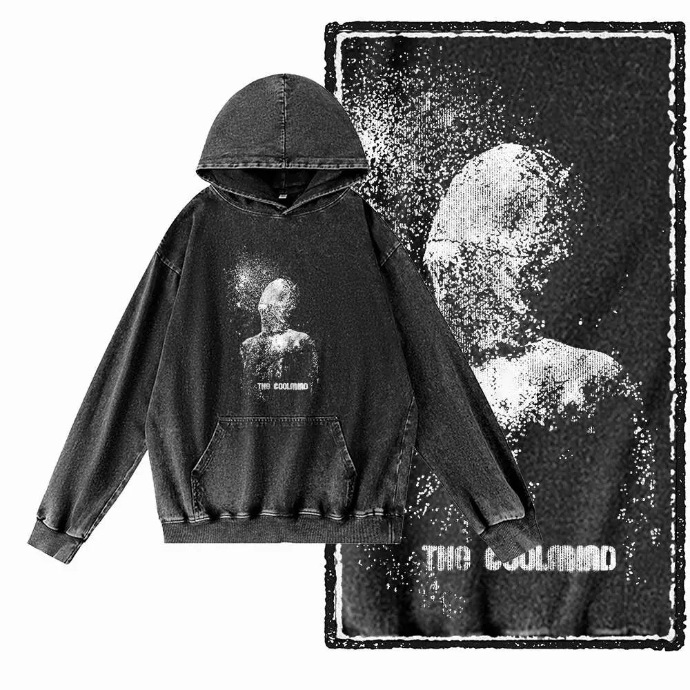 COOLMIND Acid-Washed Black Graphic Pullover