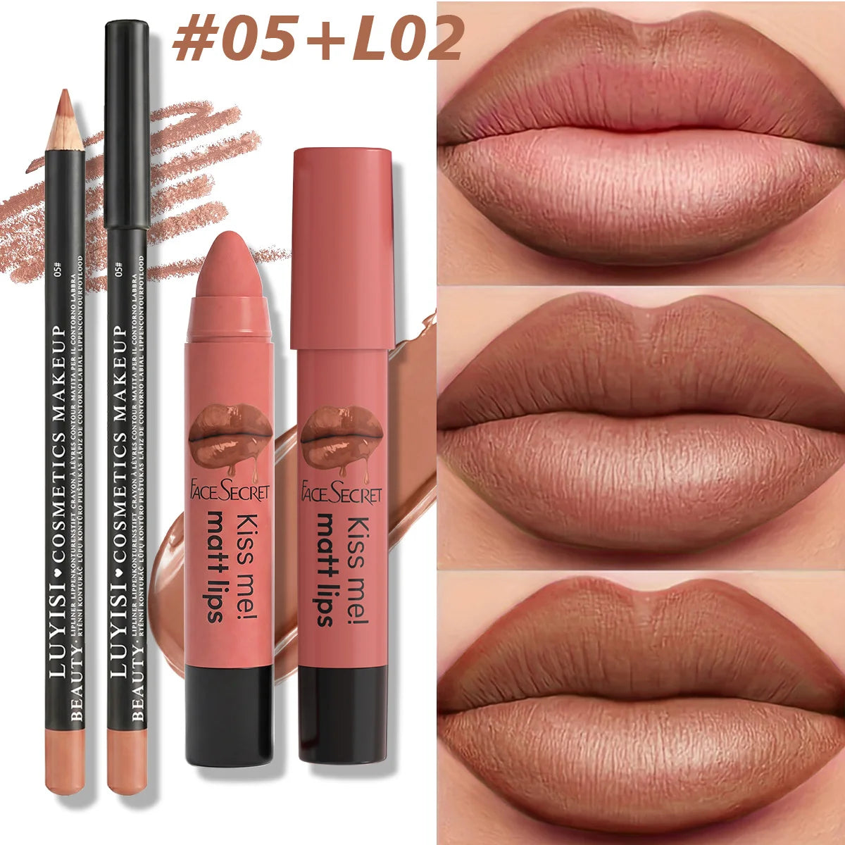 2pcs/Set Professional Lip Liner & Lipstick Kit