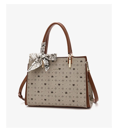 FOXER Vintage Women Handbag PVC Leather Tote Bag Large Capacity Top‑Handle Shoulder Crossbody Bag for Ladie Daily Work Purse