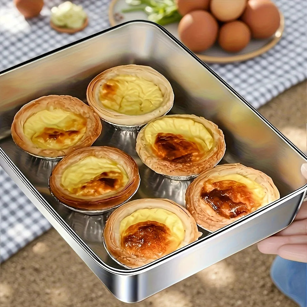4-Piece Stainless Steel Baking Pans with Lids