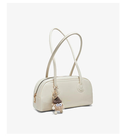 FOXER New Large Capaci Women's Handbag PU Leather Simple Retro Single Underarm Bag for Female Casual Commuting Pillow Bag Purse