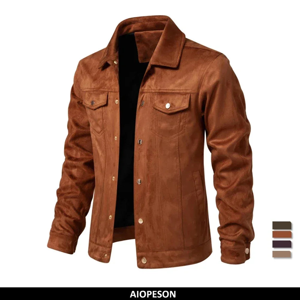 AIOPESON Autumn Winter Suede Leather Jackets - ShopHub