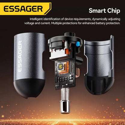 Essager 30W 2 In 1 Spring Cable Car Charger