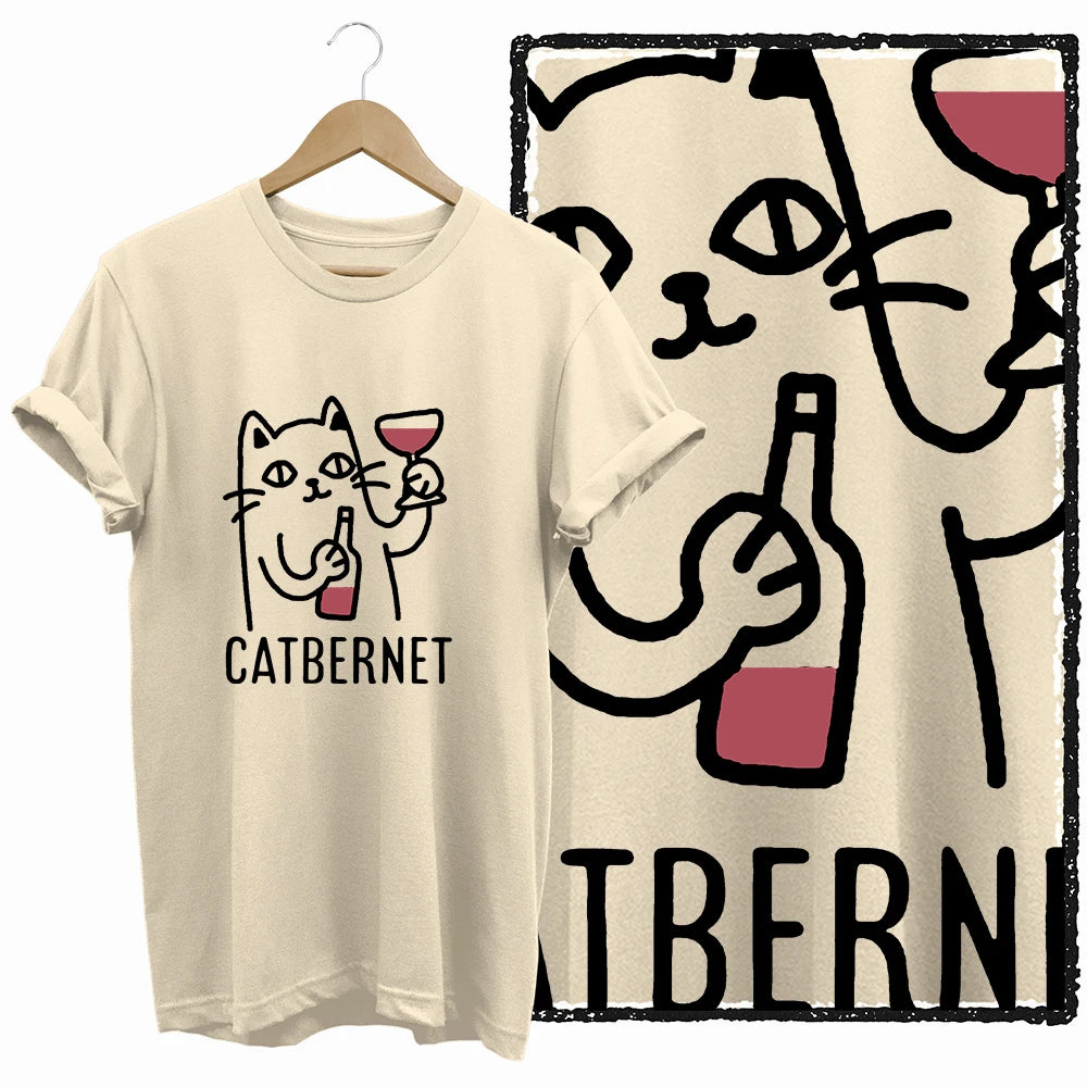 COOLMIND 100% Cotton Beige Cat Print Exclusive Graphic Women T Shirt Big Size Loose Cotton Cat Lover Women T Shirt Lovely Cat Te