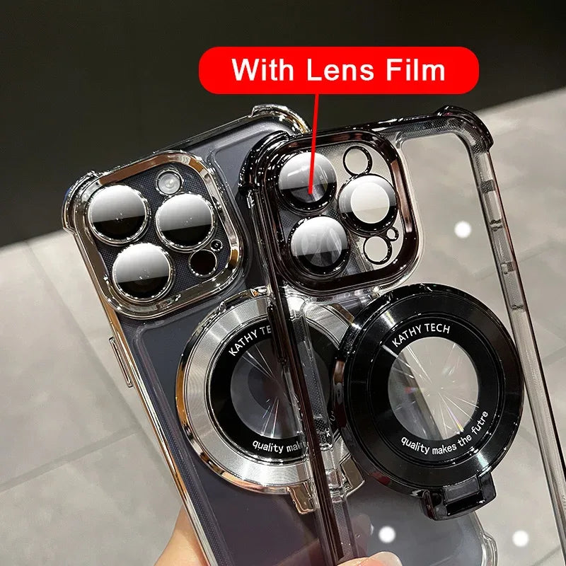 QIXTWO Luxury Plating Holder Magnetic Wireless Charging Case - ShopHub