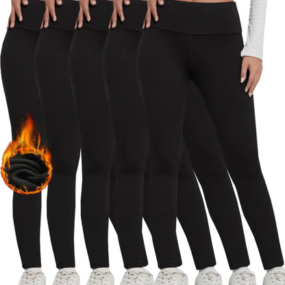 Women's Fleece-Lined Thermal Leggings – High-Waisted (5-Pack) Habicare