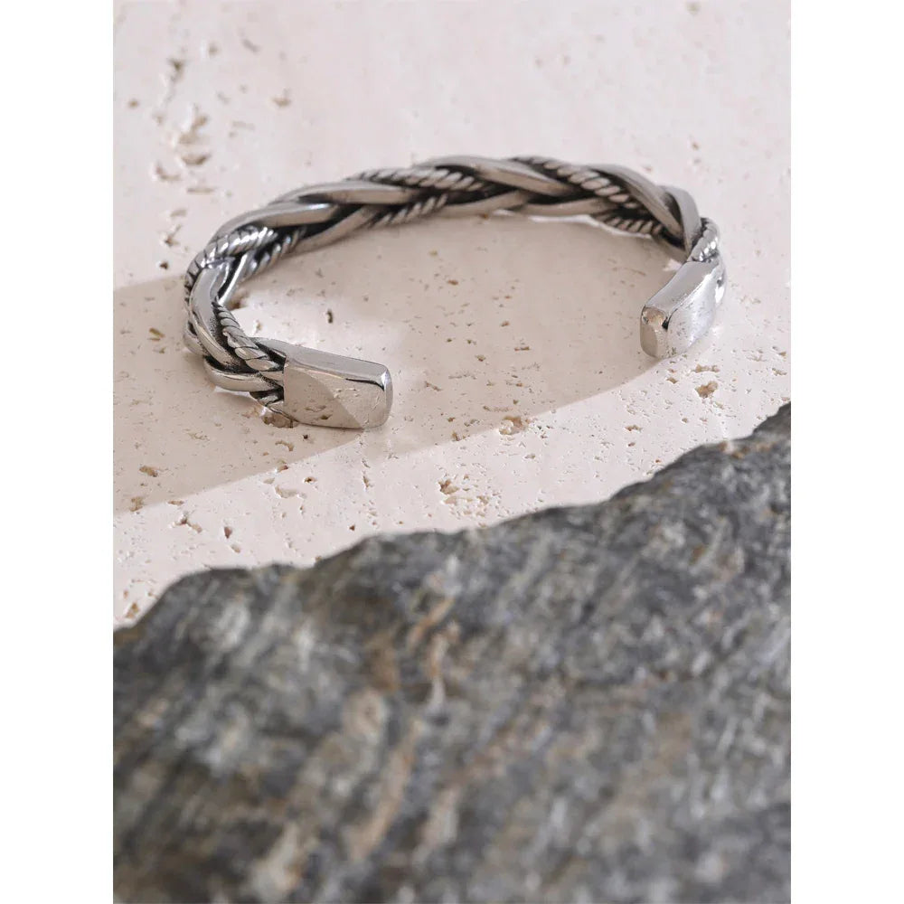 65mm Vintage Stainless Steel Cuff Bracelet - ShopHub