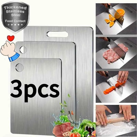 3-PC Thick Stainless Steel Cutting Boards