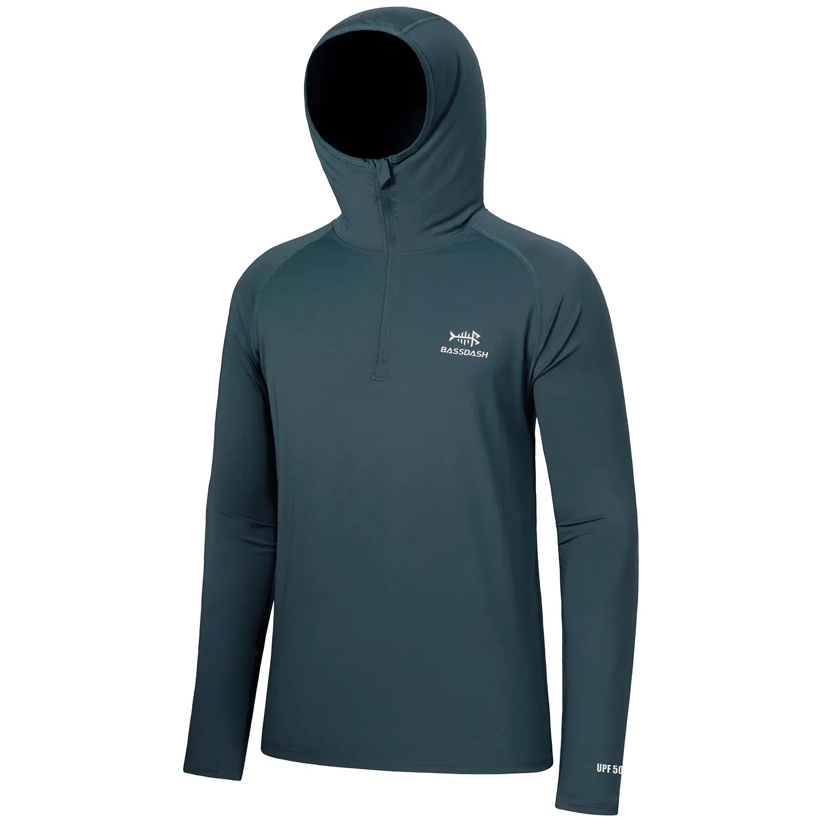 BASSDASH Men’s UPF 50+ 1/4 Zip Fishing Hoodie Slate Blue