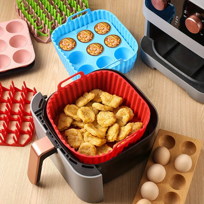 Premium Silicone Air Fryer Set - 9-Hole Cake Mold