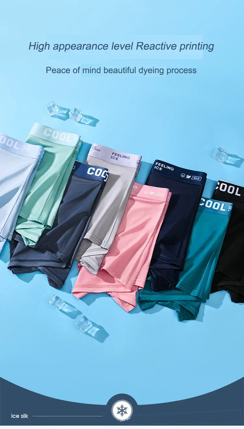 4 Pack Men's Ice Silk Boxer Shorts - ShopHub