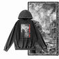 COOLMIND G24 Acid-Washed Black Graphic Hoodie